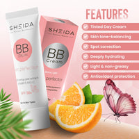 Sheida SHEIDA BB Creme, Tinted Day Cream with SPF 30+, 24h Moisture and Skin Optimiser for an Even Complexion, Enriched with Vitamin E & C. Multifunctional Care with Sun Protection (Extra Light, One Size)