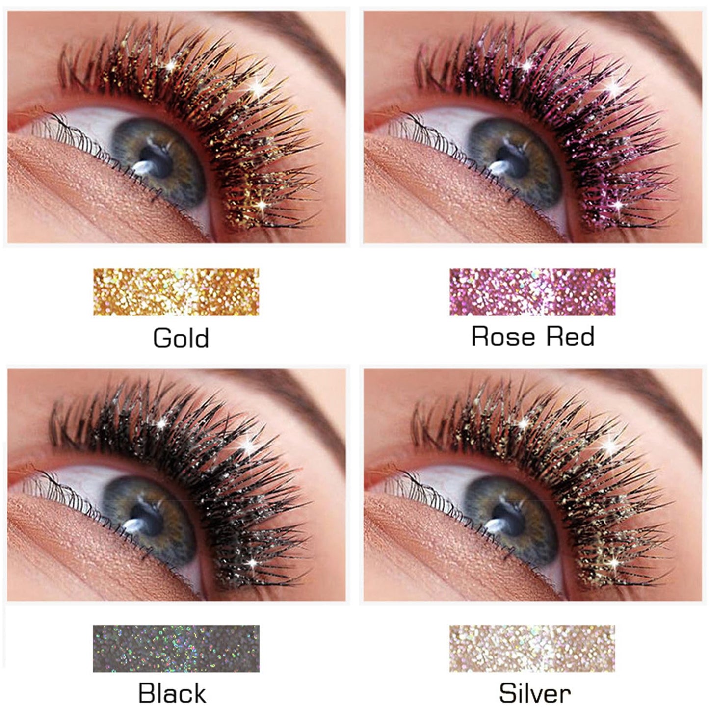 HERBENJOY Waterproof Mascara Gold Lash Mascara Glitter,Lashes Top Coat Shiny Mascara Sparkling Diamond Eyelash For Sensitive Eyes,Zero Clumps Longlasting Smudgeproof Eye Make-Up Girls Gift (Gold)