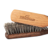 ZilberHaar - Regular Vegan Beard Brush - Stiff Natural Bristles, Mexican Tampico Fiber and Oiled Walnut Wood - Animal-Free Beard Grooming Brush for Men - Made in Europe