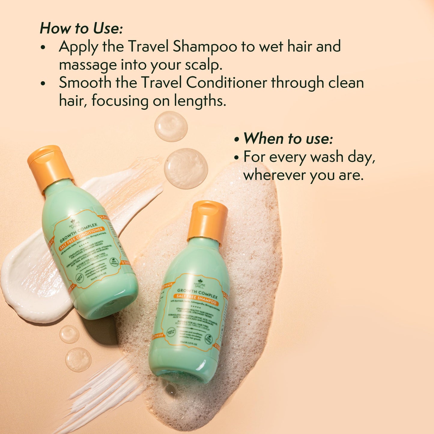 Nature Spell Hair Growth Travel Size Duo, Shampoo & Conditioner, 95ml Each
