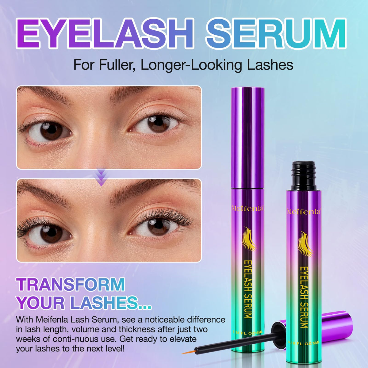 CLFJLXYX Eyelash Growth Serum for Lash-5ml，Lash Serum for Longer，Longer Eyelashes and Eyebrows，Eyelash Growth Serum-Natural & Safe Ingredients，Thicker Healthier Lashes