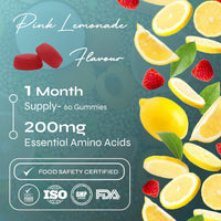 Known Essential Amino Acids Gummies – Pink Lemonade Flavour – Vegan Gummy Supplement with 200mg Amino Acids – Muscle Health & Recovery – 2 Month Supply – for Men & Women