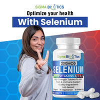 SigmaBiotics Selenium with Vitamins A, C & E - Promotes Healthy Hair, Skin & Nails - Supports the Immune System - Superior Absorption Formula - Vegan and Gluten Free - 60 Tablets for 2 Months Supply