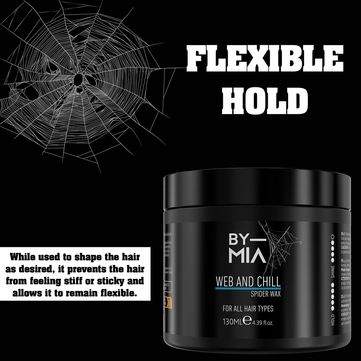 BY MIA Web and Chill Hair Wax 130 ml | Ultra Hold | Shine Look | Edge Control | Hair Wax for Men & Women