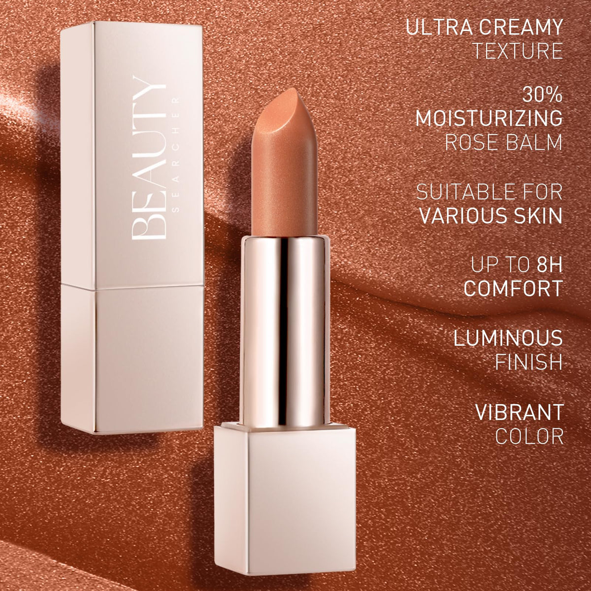 XINYUNXIN Beauty Searcher Metallic Shine Lipstick Makeup for Woman Velvet Matte Lipsticks Moisturizing No-Stick Cup Lip Makeup, Long Lasting 24H Waterproof Shine Lip Gloss (#4)