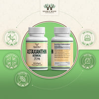 Double Wood Supplements AstaReal® Natural Astaxanthin 12 mg – 50 Softgels (1-A-Day) – Most-Studied Algal Antioxidant – Supports Skin, Eyes, Brain, Heart, Immunity & Performance