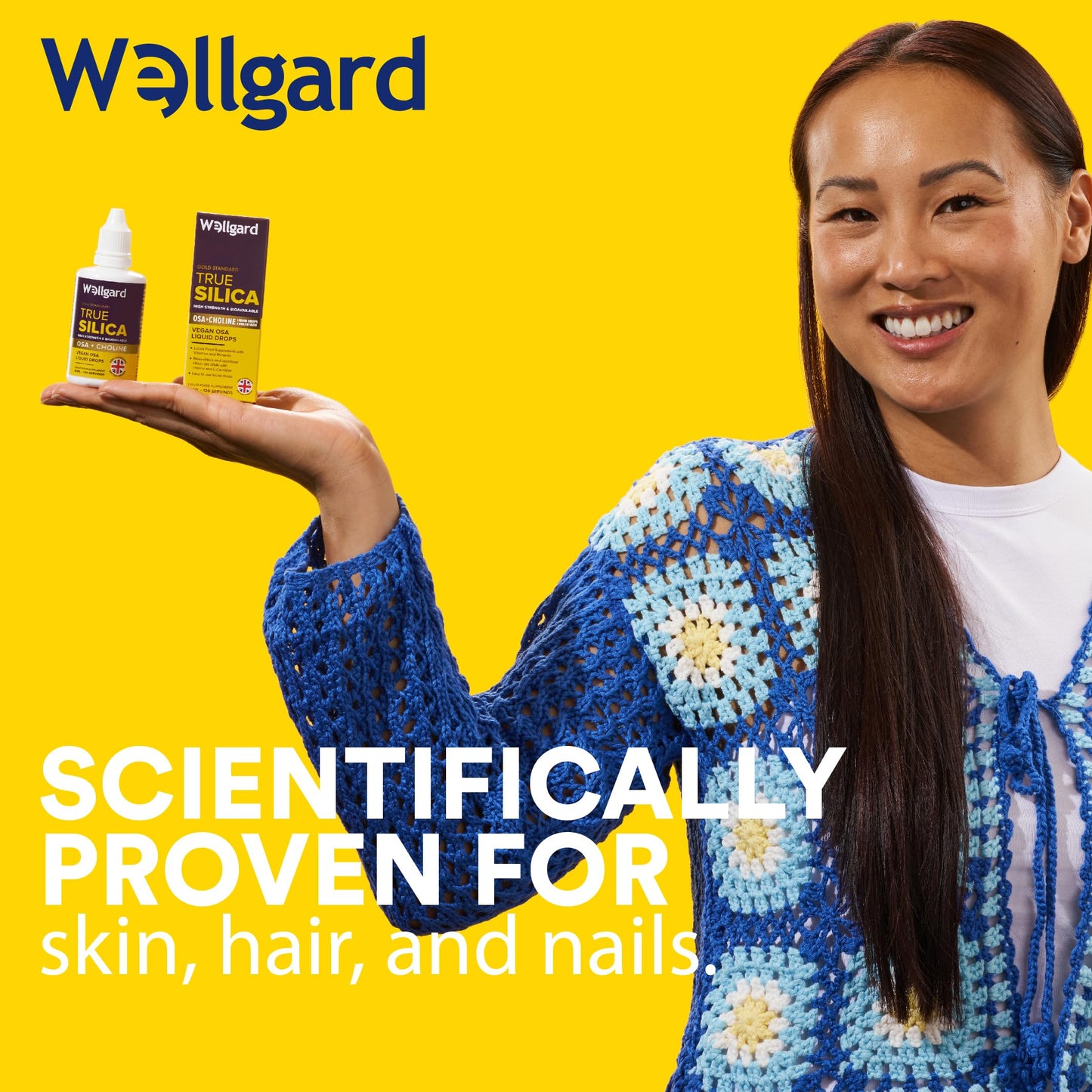 Silicium Supplement, Wellgard True Silica – Stabilised Silicon with Choline and Ortho Silicic Acid (OSA), Vegan Liquid Supplement for Skin, Hair, and Nails, 60ml
