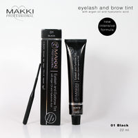 01 Black Makki Professional Intensive Eye lash and brow tint dye with argan oil & hualuronic acid 22ml
