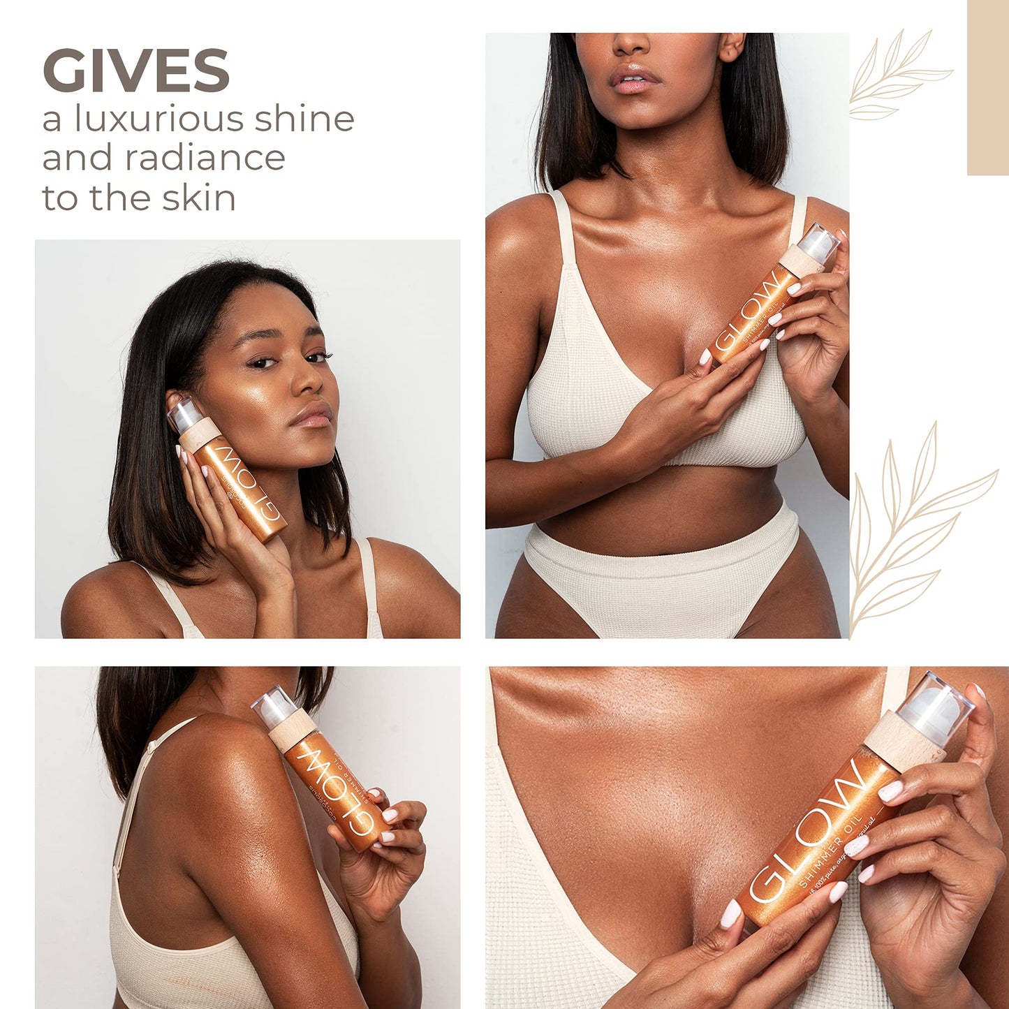 COCOSOLIS Glow Shimmer Oil | Illuminizing Natural Dry Oil With Shiny Particles | Leaves The Skin Glowing & Enhances a Golden Tan | Gives a Luxurious Feel to Your Skin | 110ml