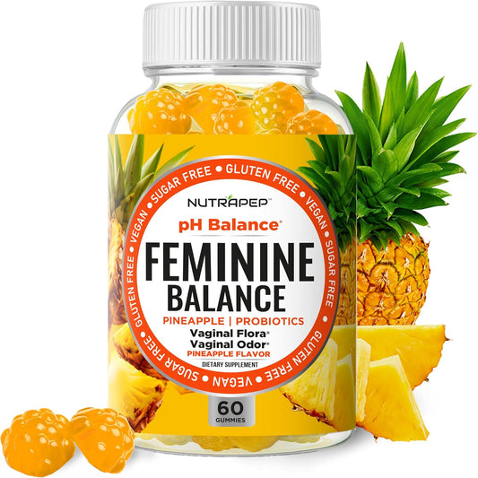 Feminine Balance Probiotics Gummies for Women - Vaginal Health & Women's pH Balance Natural Gummy Supplement with Cranberry Pineapple Powder - Sugar Free Gluten Free Vegan