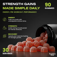 Fraction One Creatine Monohydrate 90 Gummies – Lab Verified, UK 3rd Party Tested, 30 Days Supply - 5000mg with BCAA’s per Serving, Pre-Workout Support, Muscle Recovery, Gym Supplement for Men/Women