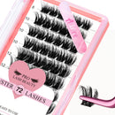 PRO LASHBEAUTY PRO Lash Clusters, 72 Pcs Individual Cluster Lashes 3D Effect DIY Lash Extension 8-16mm Eyelash Clusters Volume Wispy Lashes Super Thin Band Reusable Soft & Comfortable(Adore-3D Fluffy,D-8-16mix)