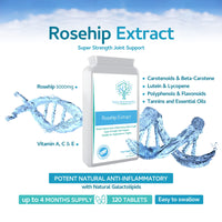 Rosehip 5000mg 120 Capsules - High Strength 250mg 20:1 Extract Rich in Vitamin A, C & E, Carotenoids, Beta-Carotene, Lutein, Lycopene, Polyphenols and Flavonoids