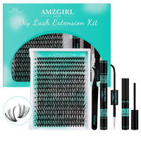 AMZGIRL LASH Lash Extension Kit 320Pcs,DIY Individual Lashes Clusters Kit,Lash Bond And Seal,Lash Remover For Eyelashes Extensions,Lash Applicator Tool For False Eyelash Cluster Kit At Home(30D,D-Mix9-16mm Kit)
