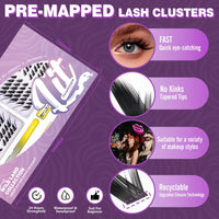 LANKIZ Cluster Lashes Kit，Lankiz Biomimetic Individual Eyelashes KIT with Lash Bond Seal and Remover Lashes Wispy C Curl Reusable Lash Extensions 100PCS DIY Waterproof(Parseltongue)