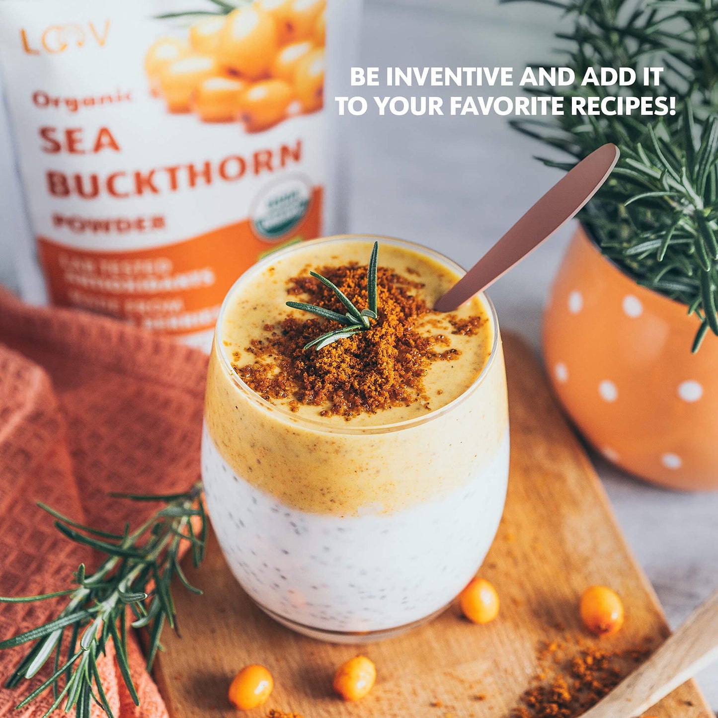 LOOV Organic Sea Buckthorn Powder, High in Fibre, Made from 100% Whole Berries, 113 g, Grown in Nordic Climate, Rich in Omega Blend, Vitamin C, Vitamin E, 23-Day Supply, No Added Sugar, Non-GMO