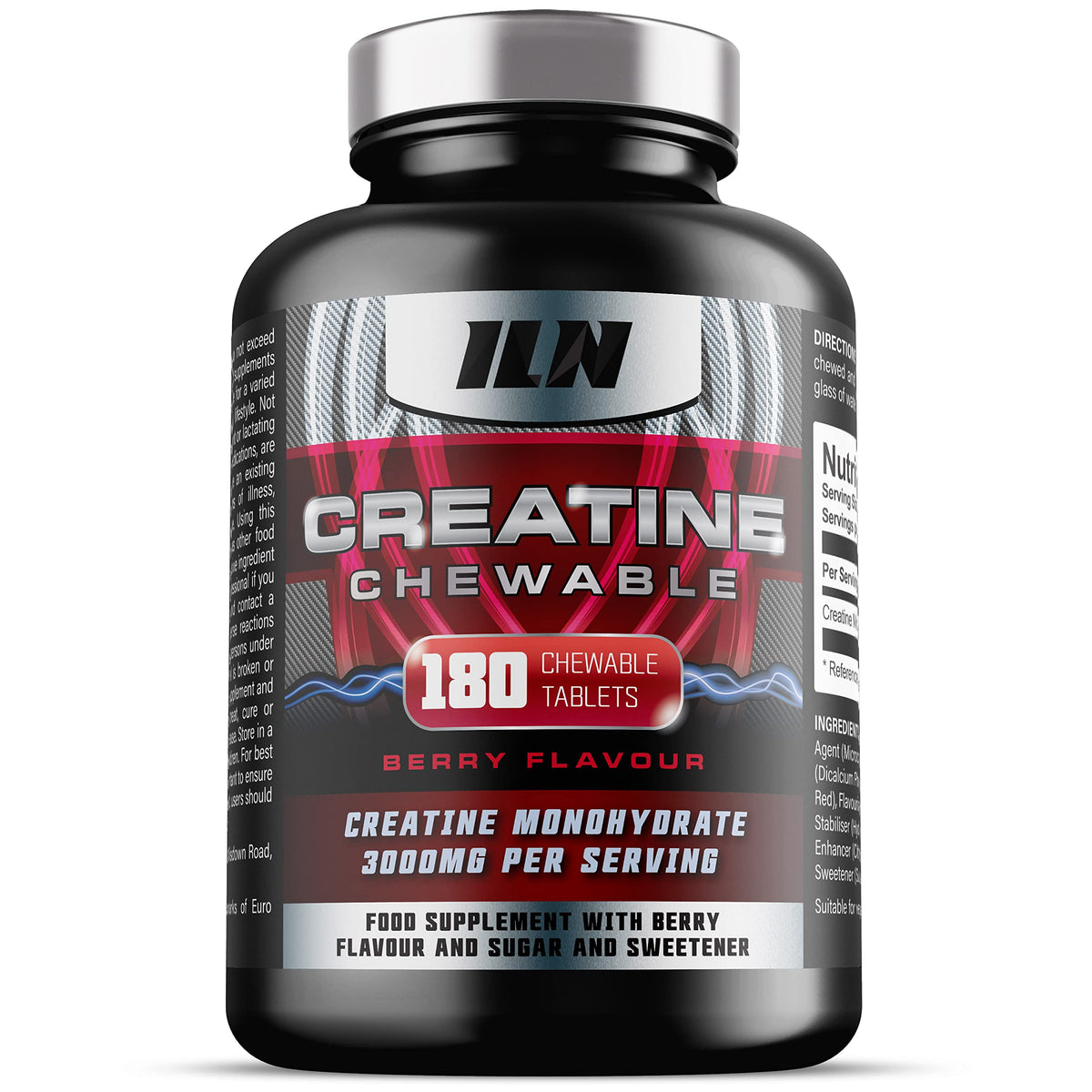 Iron Labs Nutrition Chewable Creatine Tablets (Berry Flavour) - 3000mg Chewable Creatine Monohydrate Tablets - Creatine Chews - 180 Tablets