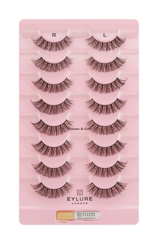 Eylure Lash Board Volume & Curl False Lashes (8 pairs false lashes/glue supplied)