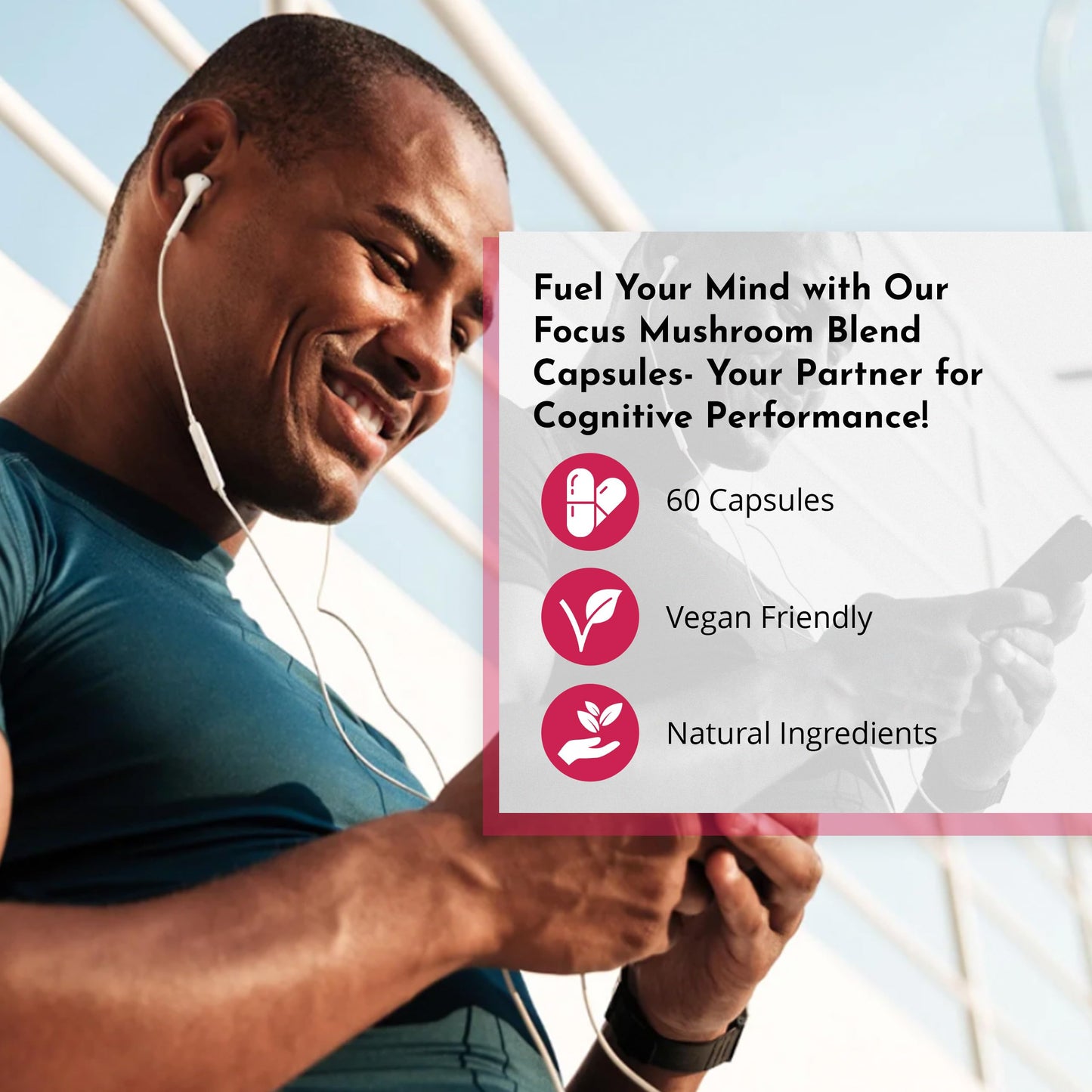 B-YOND Performance Mushroom Complex Supplement for Focus - Premium Brain Supplement with Ashwagandha, Turmeric, Reishi, & Gotu Kola for Focus & Memory Support - for Women & Men by B-Yond Performance, 60 Capsules