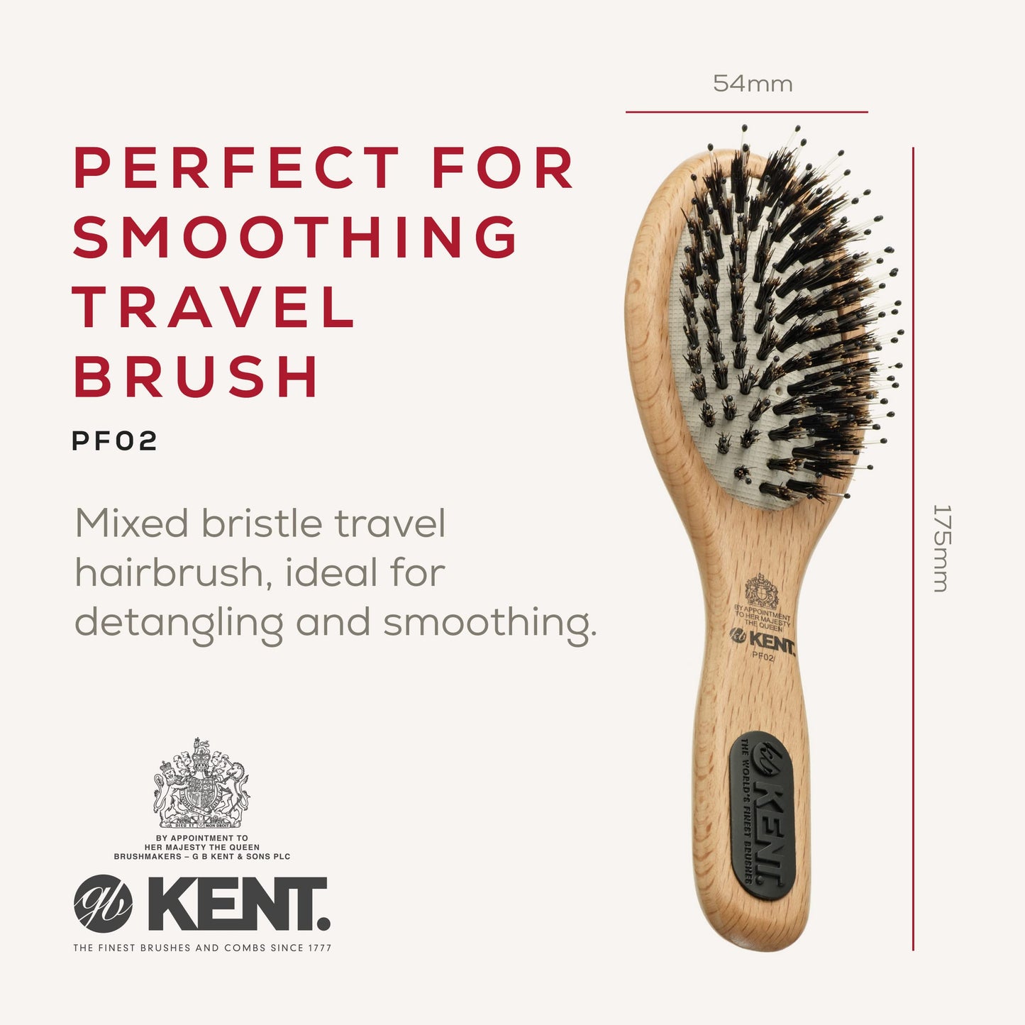 KENT Kent Brushes PF10 Small Handbag Mini Hair Brush Bristle Smoothing Brush