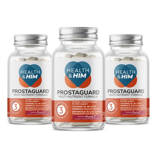 Health and Him Health & Him Prostate Supplements for Men - with Pomi-T Polyphenol Blend, Turmeric, Selenium & Zinc, Vegan & Gluten Free - 3 Month Supply, 180 Capsules