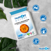 Health4All Lutein and Zeaxanthin Supplement 25mg per Capsule, 60 Capsules 2 Months Supply, Purest Eye Health Marigold Extract Supplement, Natural Eye Vitamins for Vision Care | Made in UK