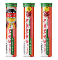 T&D German Multivitamin + Mineralien Drink Effervescent Tablets 60 Servings Pomegranate Flavour – 10 Vitamins + 2 Minerals – Made in Germany