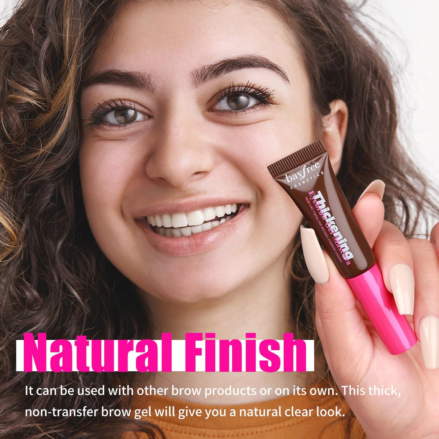 bayfree Thickening Eyebrow,Waterproof Tinted Brow Glue Eyebrow Gel,Wearable Eyebrow Glue for 16h,Ash Brown