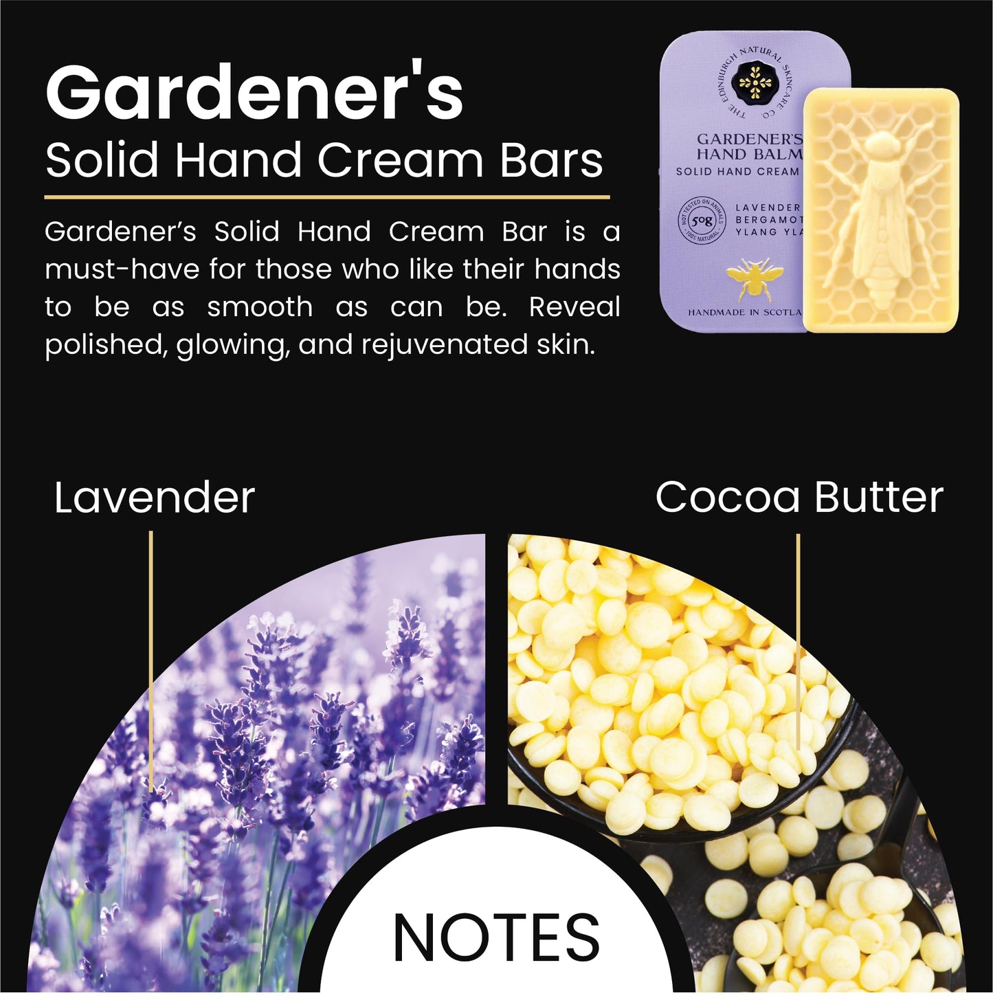 The Edinburgh Natural Skincare Company Ltd. Moisturising Solid Hand Cream Bars | For Dry & Sensitive Hands | Gardeners Scent | Natural Hand Cream | No Sticky Residue | Luxury Gift | Cruelty Free | Edinburgh Skincare Company