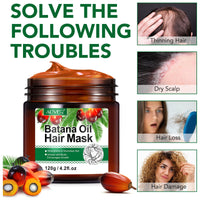 RoongDuuDll Batana Oil Hair Mask for Hair Growth, 100% Natural Hair Growth Oil, Wild Batana Oil Organic Prevent Hair Loss and Helps with Frizz, Split Ends, Texture & Shine for Men & Women - 120g