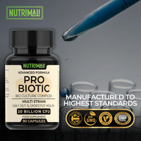 NutriMali Probiotics – Advanced Bio Culture Complex | 20 Billion CFU – 15 Strain Daily Gut & Digestive Health Supplement | 3 Month Supply – 90 Vegan Capsules | Ideal with Prebiotics – Made in UK
