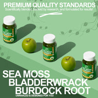 Healthier Options Irish Sea Moss Gummies with Bladderwrack & Burdock Root 5680 Mg | 60 Gummies | Apple Flavour | Vitamins & Minerals | Organic, Natural, Vegan, Gluten Free, Non GMO, High Strength