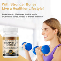Ruderalex Vitamin D3 K2 High Strength 120 Tablets, Vitamin D3 4000 IU and K2 (MK7) 100mcg, Vegetarian