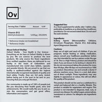 Vitamin B12 Tablet | 5000mcg High Strength Methylcobalamin Supplement for Vegans, Vegetarians, Energy & General Health | Oxford Vitality