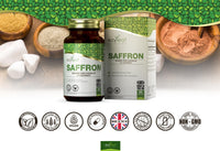 Ezyleaf Nutrition EZ Saffron Extract Supplement | 60 High Strength Saffron Capsules - 200mg (from 4:1 Extract) Safron Herb Extract per Serving | Non-GMO, Gluten & Allergen Free | Manufactured in The UK