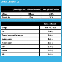 Calcium + Vitamin D3-2 x 20 effervescent Tablets - Orange-Grapefruit Flavor - T&D Pharma German Calcium + D3 - Made in Germany