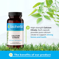 Calcium Citrate 330 mg – 100 Capsules | High-Absorption Supplement for Bones, Teeth, and Muscle Function by BIOHERBA