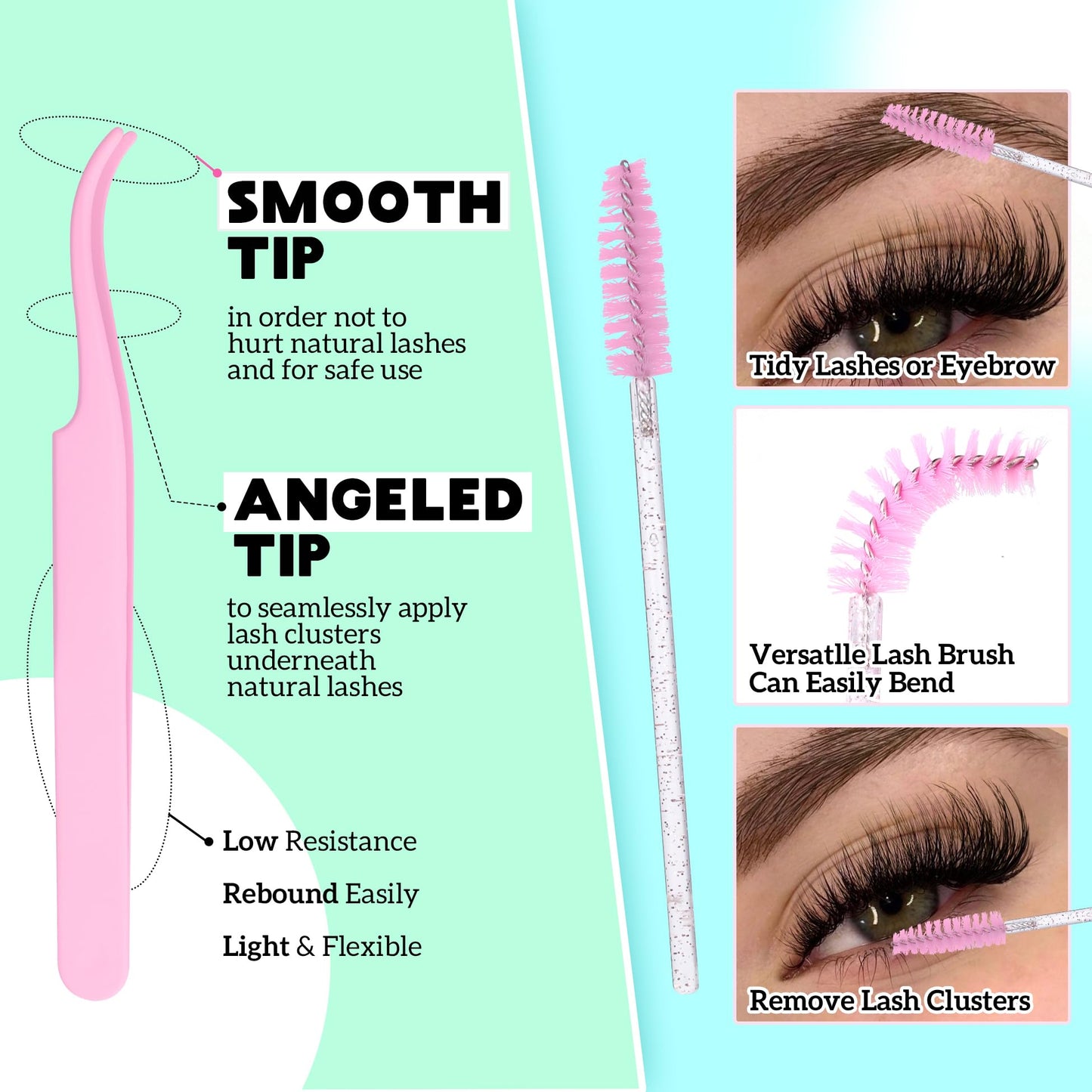 ALICE DIY Eyelash Extension Kit D Curl Fluffy Wispy Lash Clusters Individual Lashes Lash Extension Kit with Lash Bond and Seal Applicator Tool for Self Application at Home (80P-280Pcs-Mix10-16mm-0.07D)