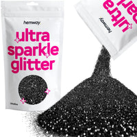 Hemway Ultra Sparkle Glitter Black 100g Ultrafine | Glitter for Arts & Craft, Makeup, Nail Art, Crafting, Card Making, Sparkle Decoration