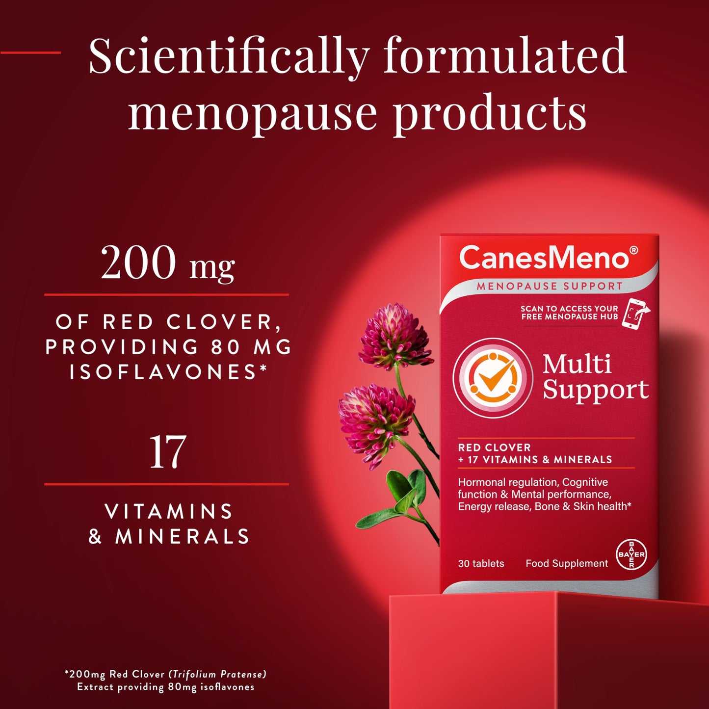 CanesMeno Menopause Support Multi Support 30 Tablets, containing Red Clover and 17 Vitamins and Minerals