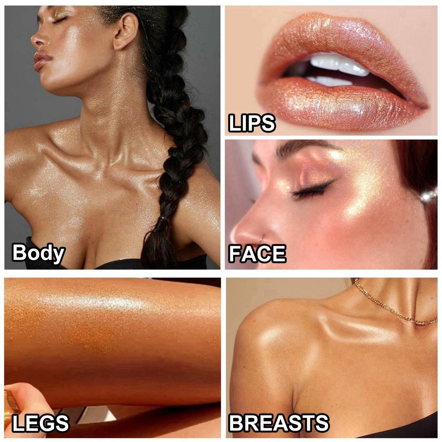 BigyQiu Body Shimmer Oil,Waterproof Gold Bronze Body Glow Liquid,Non-Sticky Face and Body Glow Shimmer,Body Liquid Luminizer Highlighter Shimmering Body Oil,Glitter Body Lotion,Shimmer Moisturiser,80ml