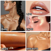 BigyQiu Body Shimmer Oil,Waterproof Gold Bronze Body Glow Liquid,Non-Sticky Face and Body Glow Shimmer,Body Liquid Luminizer Highlighter Shimmering Body Oil,Glitter Body Lotion,Shimmer Moisturiser,80ml