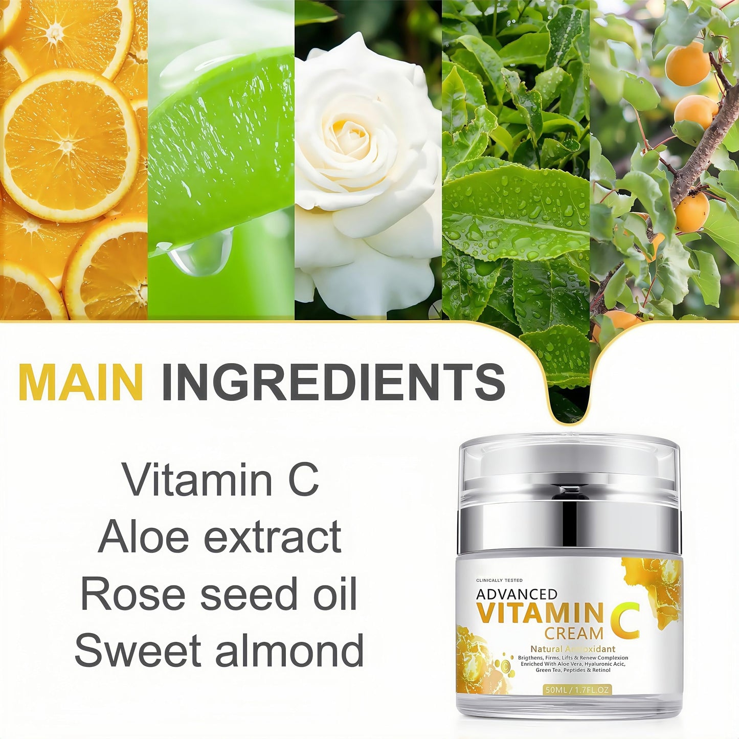 AurolaGlow Vitamin C Cream with Hyaluronic Acid & Vitamin E–Anti Aging Day & Night Face Moisturiser for Women & Men,Hydrate & Plump &Whitening.Even Skin Tone, Boost Collagen, Reduce Fine Lines for Skin Care