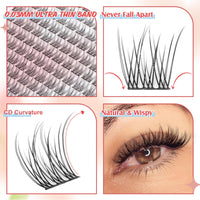 PHKERATA Wispy Cluster Lashes Natural Individual Eyelashes 180Pcs 9-12MM Lashes Individual Cluster Short Wispy C Curl Eyelash Clusters 9-12MM Super Thin Band Eyelashes