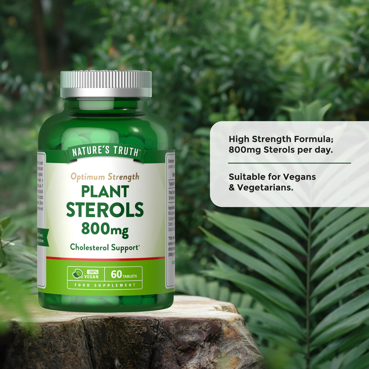 Plant Sterols High Strength 800mg | with Beta-Sitosterol | Vegan and Vegetarian | 60 Tablets | Nature's Truth