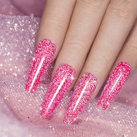 RARJSM Diamond Pink Glitter Nail Gel Polish,Glitter Gel Nail Polish,Bright Hot Pink Sparkle Nail Gel Soak off Requires Drying Under UV LED Lamp Nail Beauty Art Design Salon DIY Home 1Piece 7.5ML