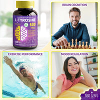 NGU Next Gen U L Tyrosine - 500 mg, 120 Vegan Capsules - Health Dietary and Food Supplement - Mood Support for Adults, Women and Men - Helps Support Healthy Brain Functions - by NextGenU