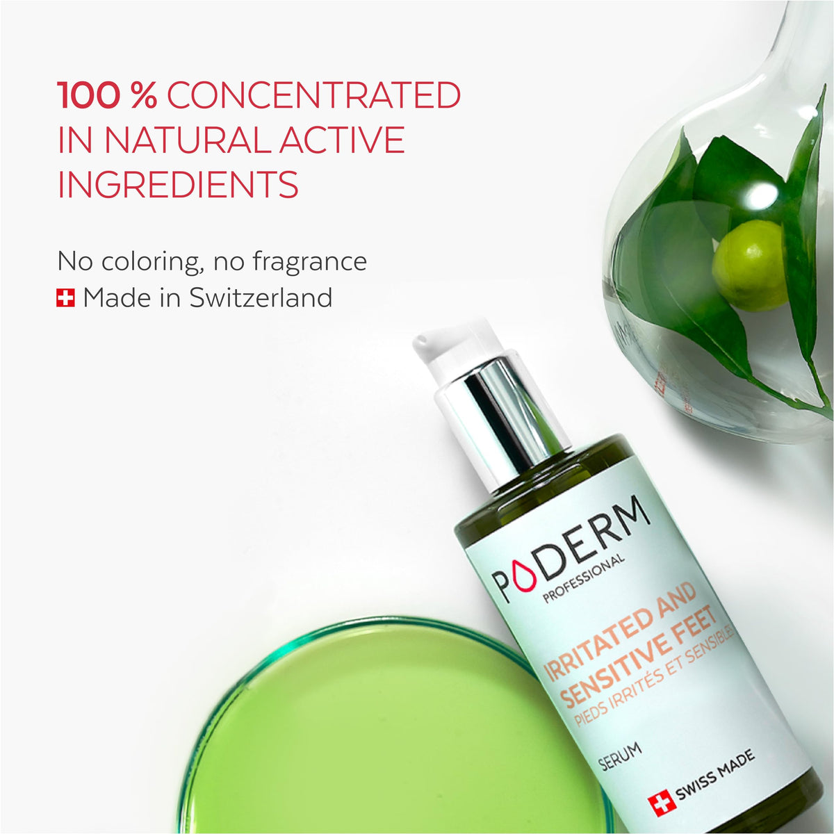 PODERM – IRRITATED AND SENSITIVE FEET – Repairs and Soothes Skin Irritations in 24h – Purifies and Nourishes Intensely for 24h – Enriched with Tea Tree – Foot Care – Swiss Made
