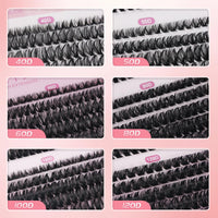 SIISTAS Fluffy Individual Eyelashes Kit 546Pcs Clusters Lashes 60D+80D+100D D Curl Thick Lash CLusters with Lash Bond and Seal Tweezers DIY Lash At Home Look Like Eyelash Extensions(60+80+100kit)