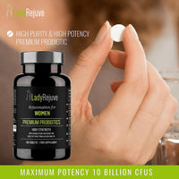 LadyRejuve Premium Probiotics | 180 Vegan Tablets (3 Month Supply) | 10 Billion CFU - Specially Formulated Probiotics for Women | Gut Health Supplements | Provides Constipation Relief for Adults